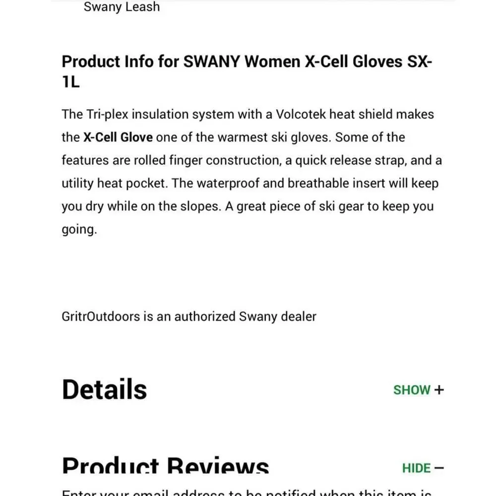 Swany Women’s X-Cell Gloves / Size-Medium